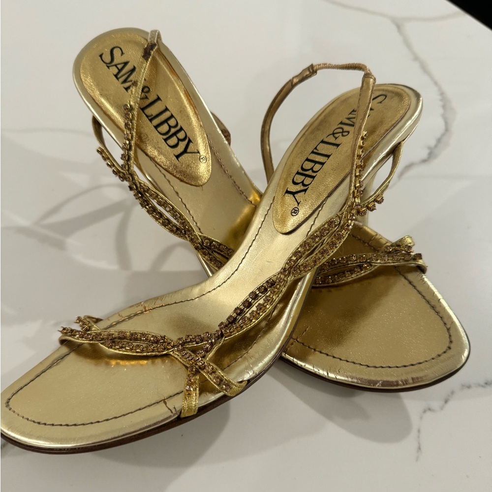 Sam & Libby Gold Dress Heels - homecoming, prom, weddings, business, dinner